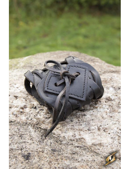 Pulsera celta trenzada de cuero negro