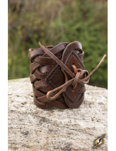 Pulsera celta trenzada de cuero marrón