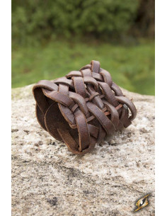 Pulsera celta trenzada de cuero marrón 2