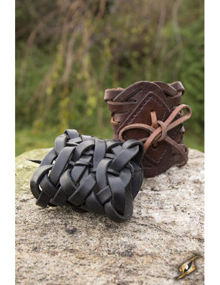 Keltisch bruin leren gevlochten armband