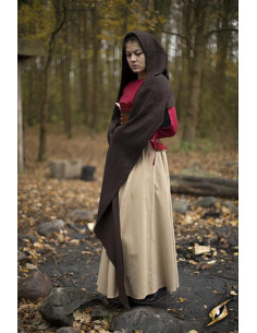 Hætte med middelalderlig sjal model Altaïr mørkebrun 2