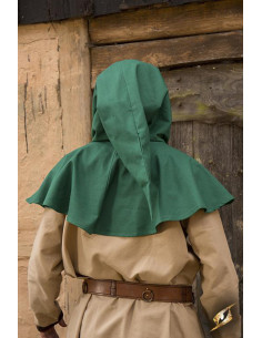 Capucha medieval con cubrehombros color verde 2