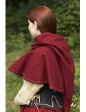 Capucha medieval con cubrehombros, color rojo oscuro