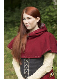 Capucha medieval con cubrehombros, color rojo oscuro
