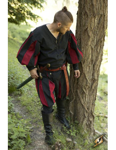 Pantalones de mercenario Lansquenete, negro-rojo 2