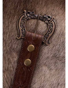 Cinturón largo de cuero Celta con lobos, 170 cm. 2