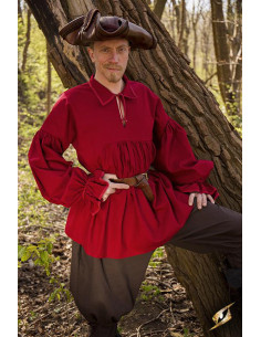 Renaissance katoenen overhemd Aramis, donkerrood