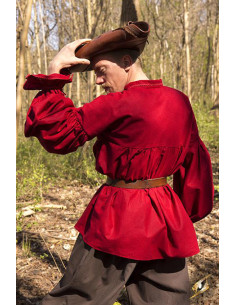 Renaissance katoenen overhemd Aramis, donkerrood 2