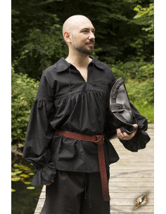 Renaissance-Hemd aus Aramis-Baumwolle, schwarze Farbe