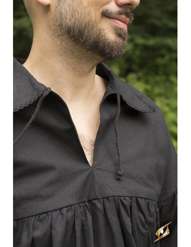 Renaissance-Hemd aus Aramis-Baumwolle, schwarze Farbe
