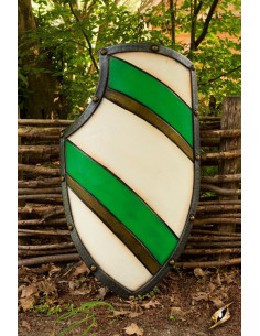 Escudo Caballero Medieval Verde/Blanco en látex, 80x52 cm.