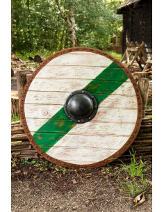 Viking-keltisk skjold Thegn Grøn/Hvid LARP, ø 80 cm.