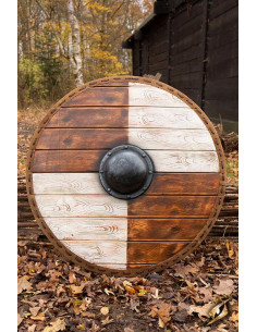 Vikingeskjold Thegn Hvid/Træ til LARP, ø 80 cm.
