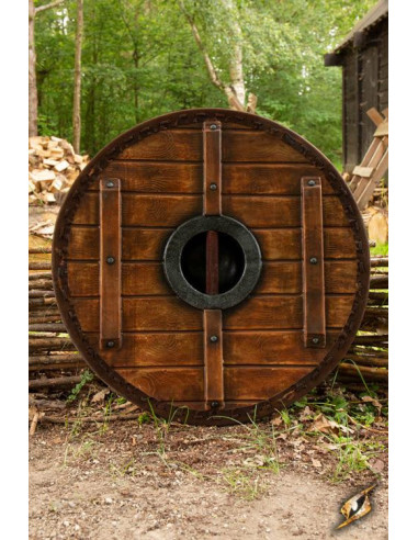 Escudo vikingo Thegn Blanco/Madera para LARP, ø 70 cm.
