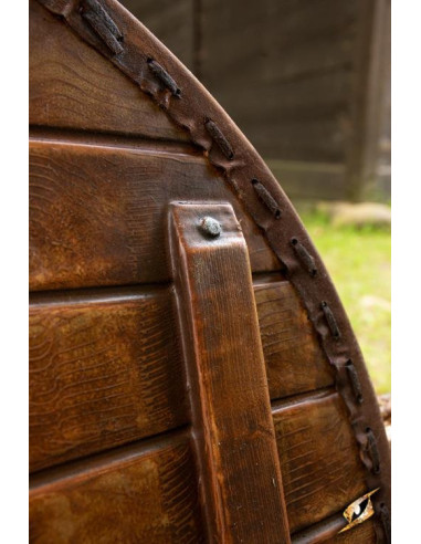Escudo vikingo Thegn Blanco/Madera para LARP, ø 70 cm.