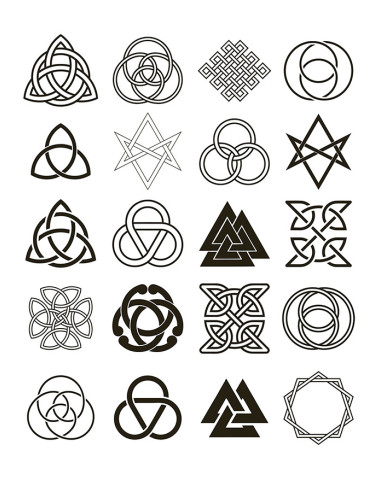 Tatuaje temporal con trisquetas celtas y otros símbolos vikingos