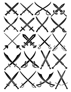 Temporäres Tattoo mit 20 Schwertarten