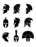 Tatuaje temporal con 9 cascos griegos y espartanos