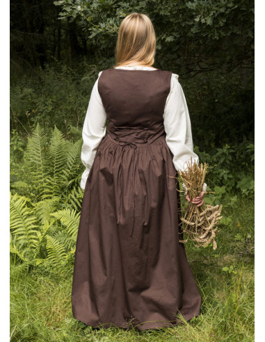 Mittelalterliches Bauernkleid Lene Baumwolle ärmellos, braun
