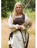 Mittelalterliches Bauernkleid Lene Baumwolle ärmellos, braun