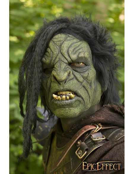 Grüne Brute-Ork-Maske mit Haaren