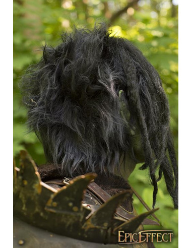 Grøn Brute Orc maske med hår