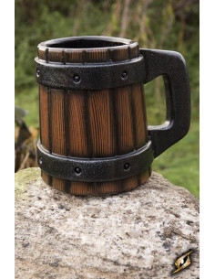 Jarra cerveza medieval en látex para LARP, 24x21 cm.
