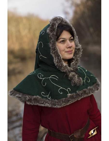 Capucha medieval verde cordones