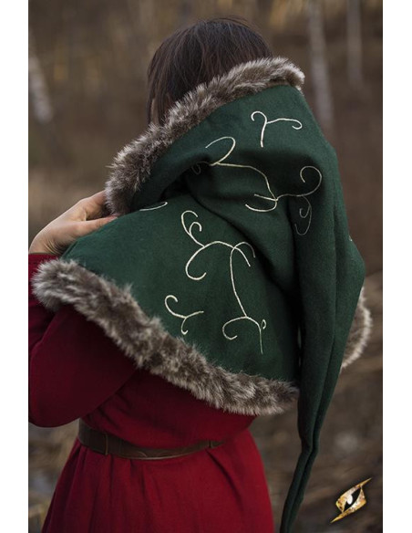 Capucha medieval verde cordones