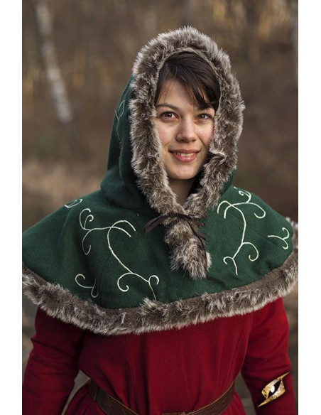 Capucha medieval verde cordones