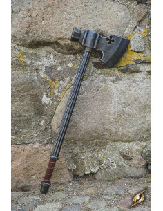 Hacha-martillo medieval en látex para LARP, 85 cm.