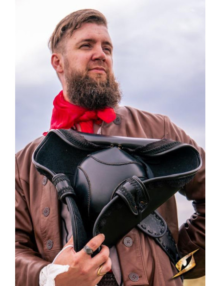 Sort pirathue i syntetisk læder