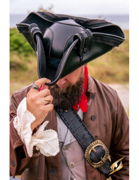 Zwarte piratenhoed van synthetisch leer
