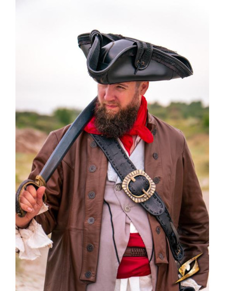 Sombrero pirata negro en cuero sintético