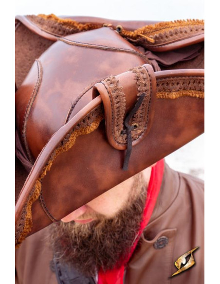 Sombrero pirata marrón en cuero...