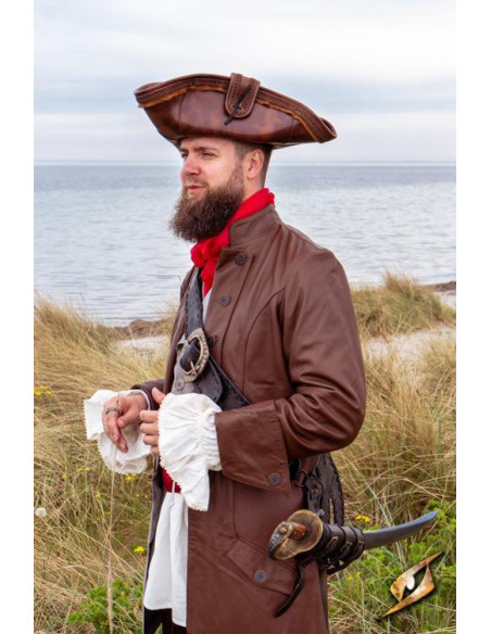 Brun pirathat i syntetisk læder