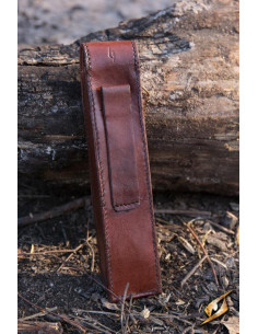 Cubiertos medievales con funda marrón: cuchara, tenedor y... 2