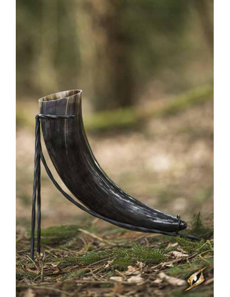 Mørkt Jötunheim-horn med metalstativ,...