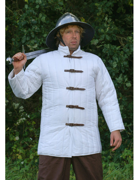 Gambesón blanco ajustable con hebillas