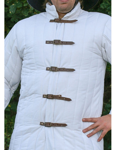 Gambesón blanco ajustable con hebillas