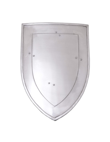 Escudo medieval funcional de metal con acolchado