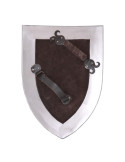 Escudo medieval funcional de metal con acolchado