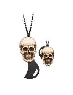Mini-Taschenmesser mit Kette und Totenkopfgriff, Klinge 3...