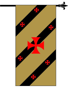 Mittelalterliches Banner mit roten Templerkreuzen