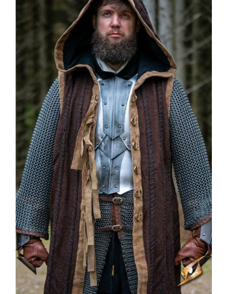 Braune Dreki-Drachenweste mit Kapuze