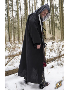 Zaubererrobe mit Kapuze, schwarz-silber 2