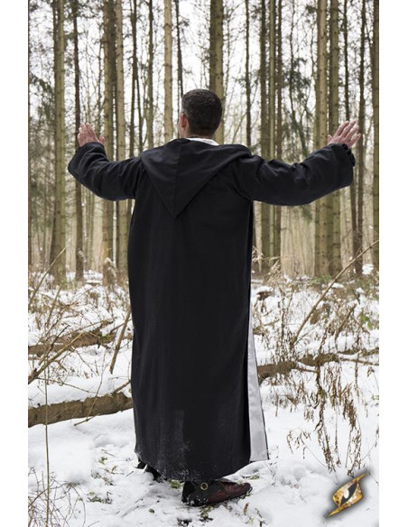 Túnica de Mago con capucha, negra-plata