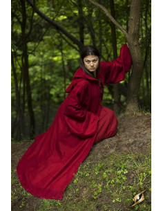 Túnica medieval Benedict roja oscura para mujer
