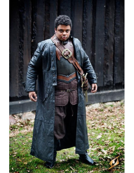 Hellsing lange zwarte leren jas