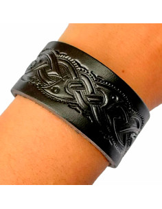 Pulsera-muñequera con nudos Celtas en cuero